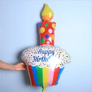 Bóng Bánh Cupcake Có Nến Happy Birthday
