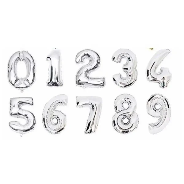 Bóng Số Nhỏ màu Bạc 40cm
